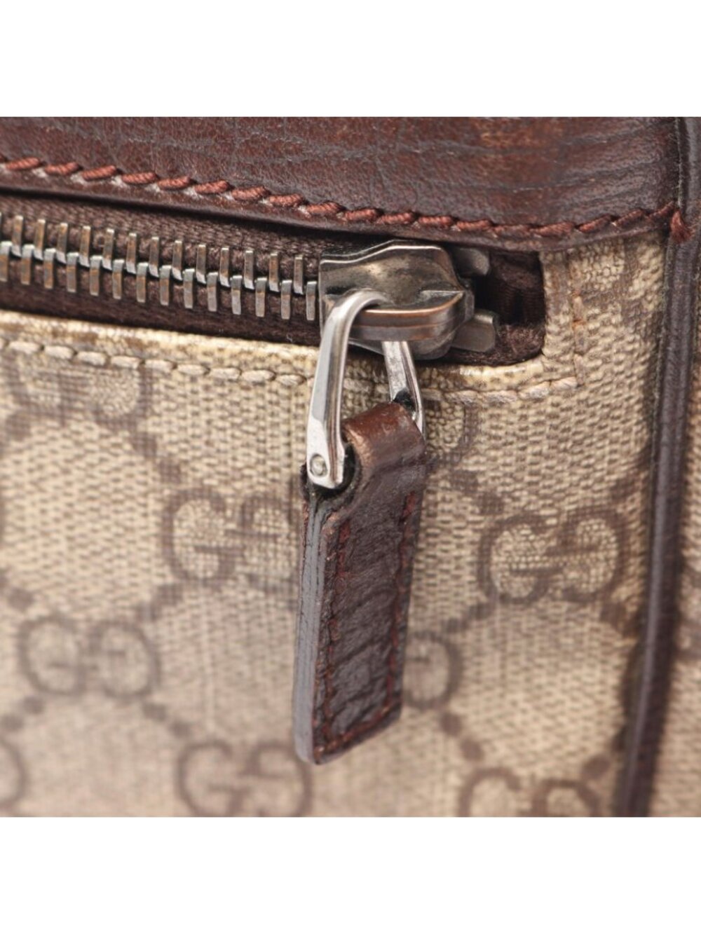 Gucci Shoulder Bag GG Plus Beige Brown Co Ting Canvas Leather Split - Picture 7 of 15